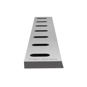 Vertical view of Ball and Jewell Bed Knife for Model MVP814 with serial number.