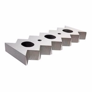 Angled view of Bed/Counter Knife - Double Row for Vecoplan Model VAZ1300