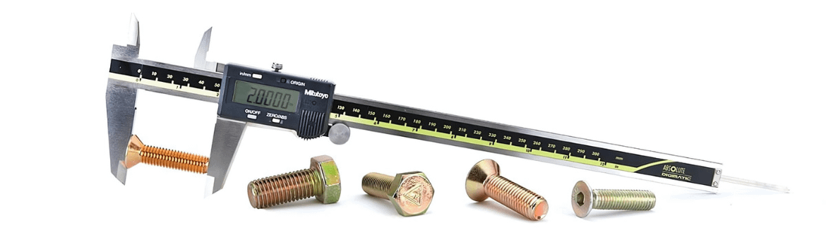 Calipers measuring bolts.